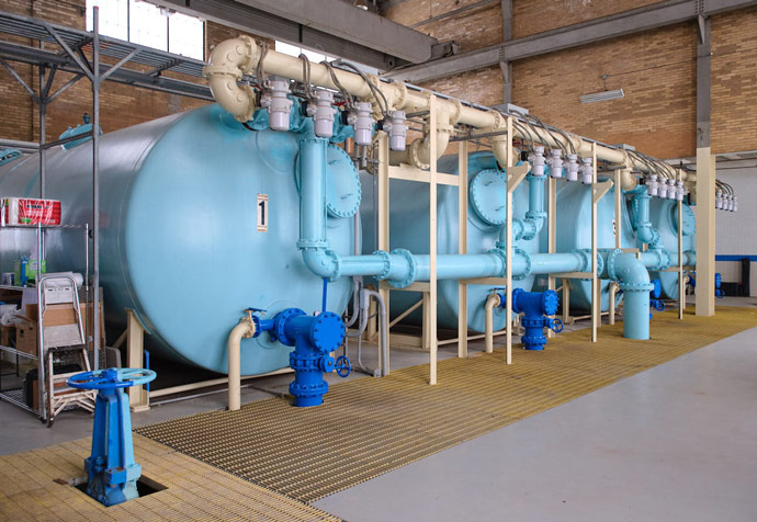 An interior image of the holding tanks at the Water & Sewer Department
