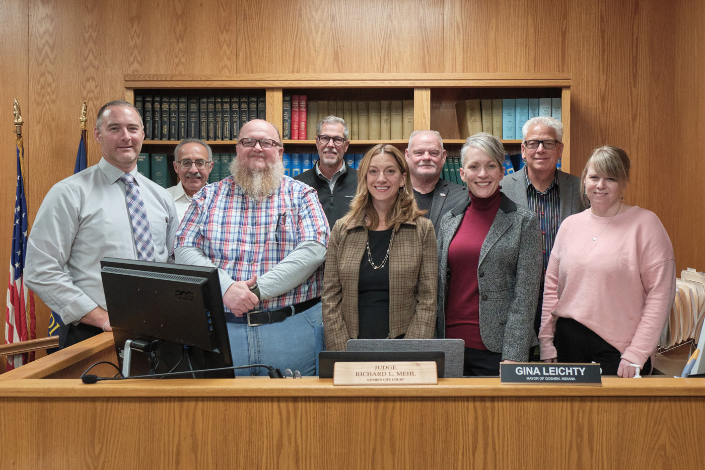 A group photo of Goshen city councilors along with Mayor Gina Leichty