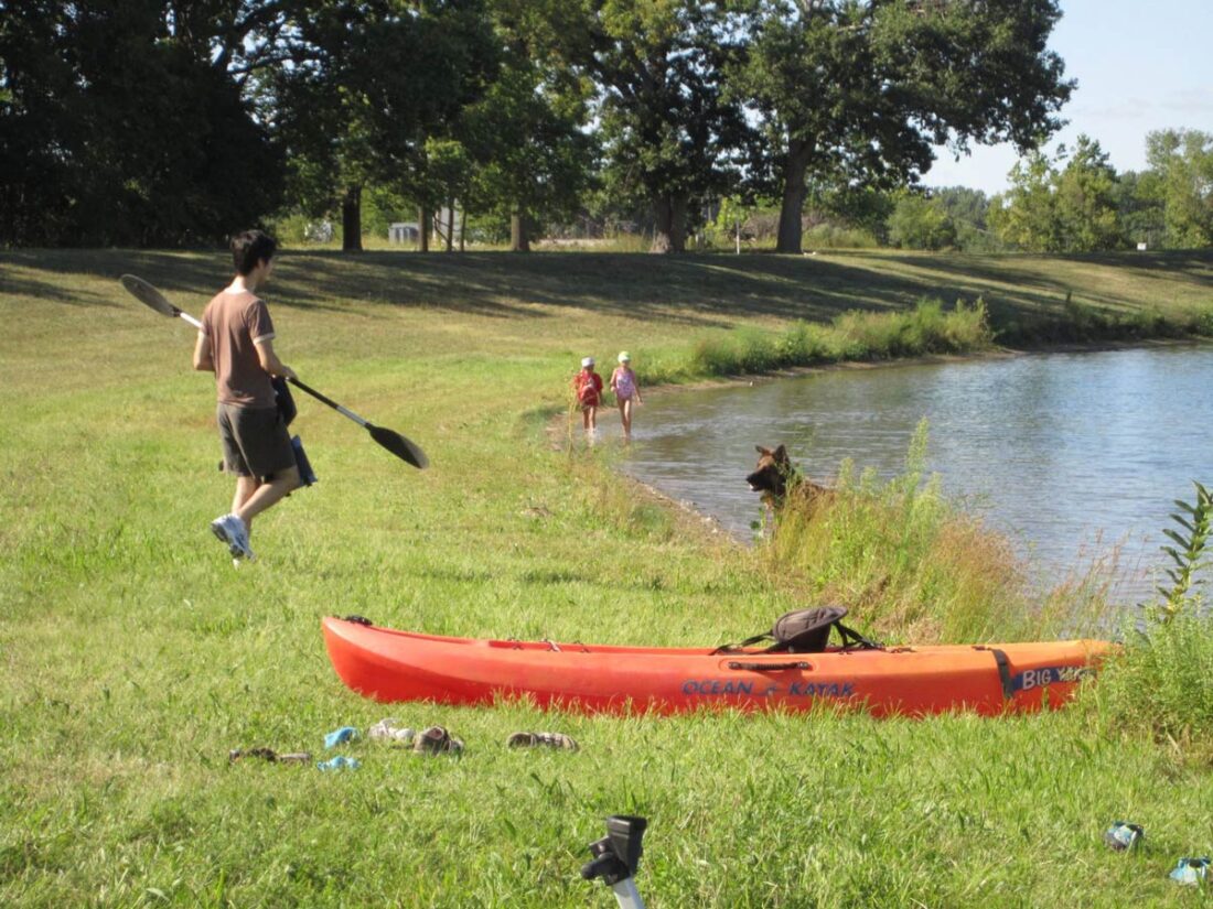 A kayaker getting ready to set sail