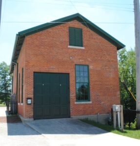 The double doors on the North side of the building