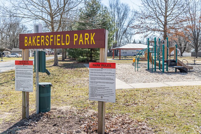 A photo of the Bakersfield Park playground on a winter day.