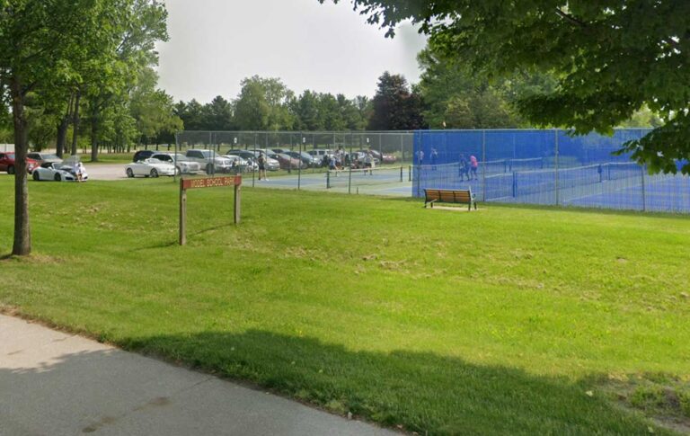 A photo of Model School Park's pickleball courts.