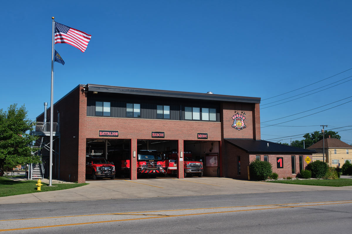 An exterior image of the Goshen Fire Department Central Station.