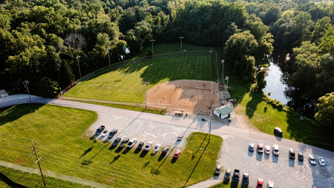 A photo of a Goshen Softball League game at Shanklin Park's baseball diamond 2.